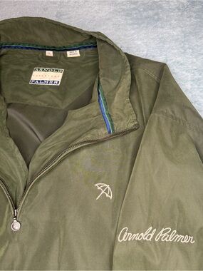 Arnold Palmer Men's Olive Pullover Windbreaker Half Zip